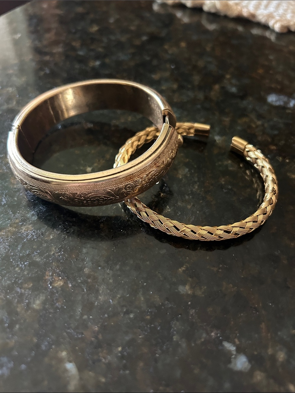 Gold-Tone Braided and Engraved Bangle Bracelet Set